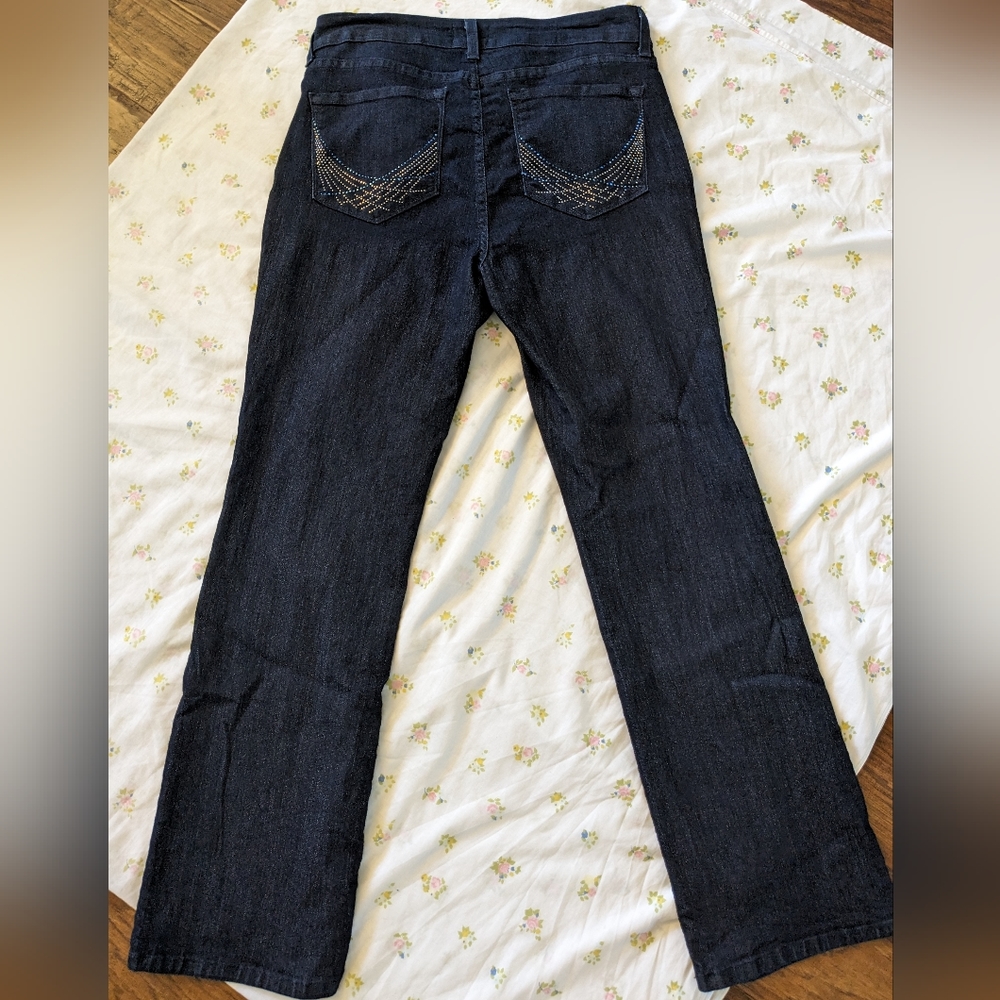 NYDJ Bedazzled Tummy-tuck Blue Jeans